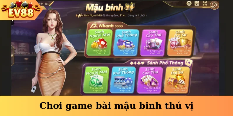 Chơi game bài mậu binh thú vị